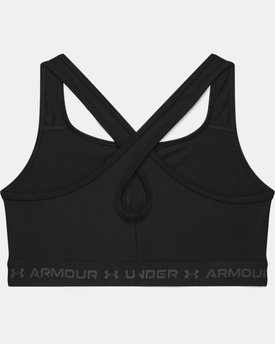 Women's Armour® Mid Crossback Sports Bra, Black, pdpMainDesktop image number 3